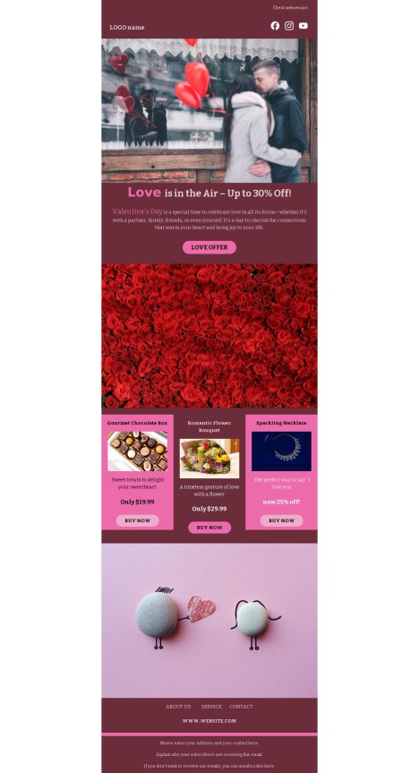 Email template preview of template: Love is in the Air