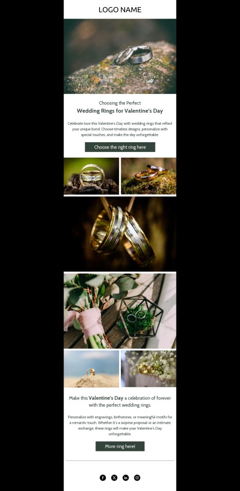 Email template preview of template: Wedding Rings for Valentine’s Day