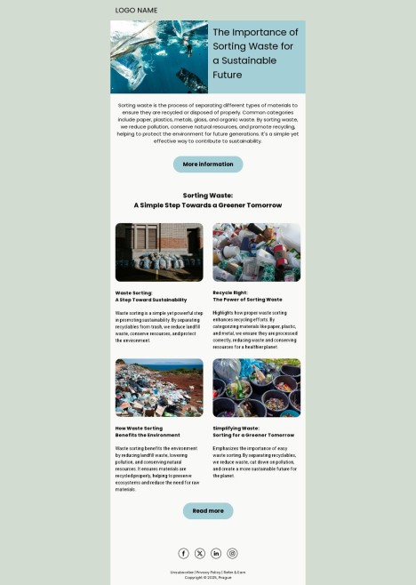 Email template preview of template: The Importance of Sorting Waste