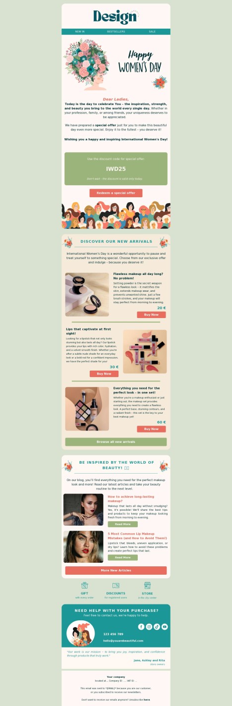 Email template preview of template: Happy Women's Day