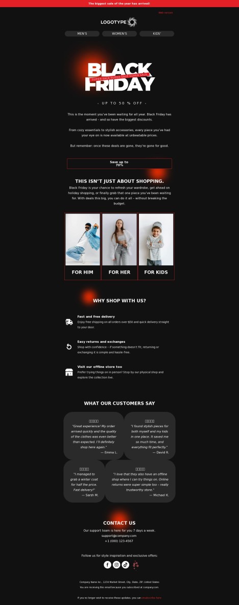 Email template preview of template: Black Friday Super Sale