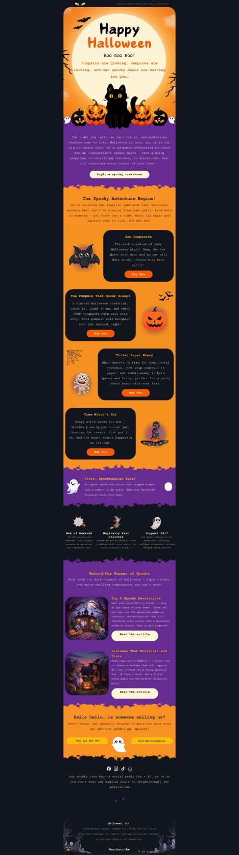 Email template preview of template: Happy Halloween